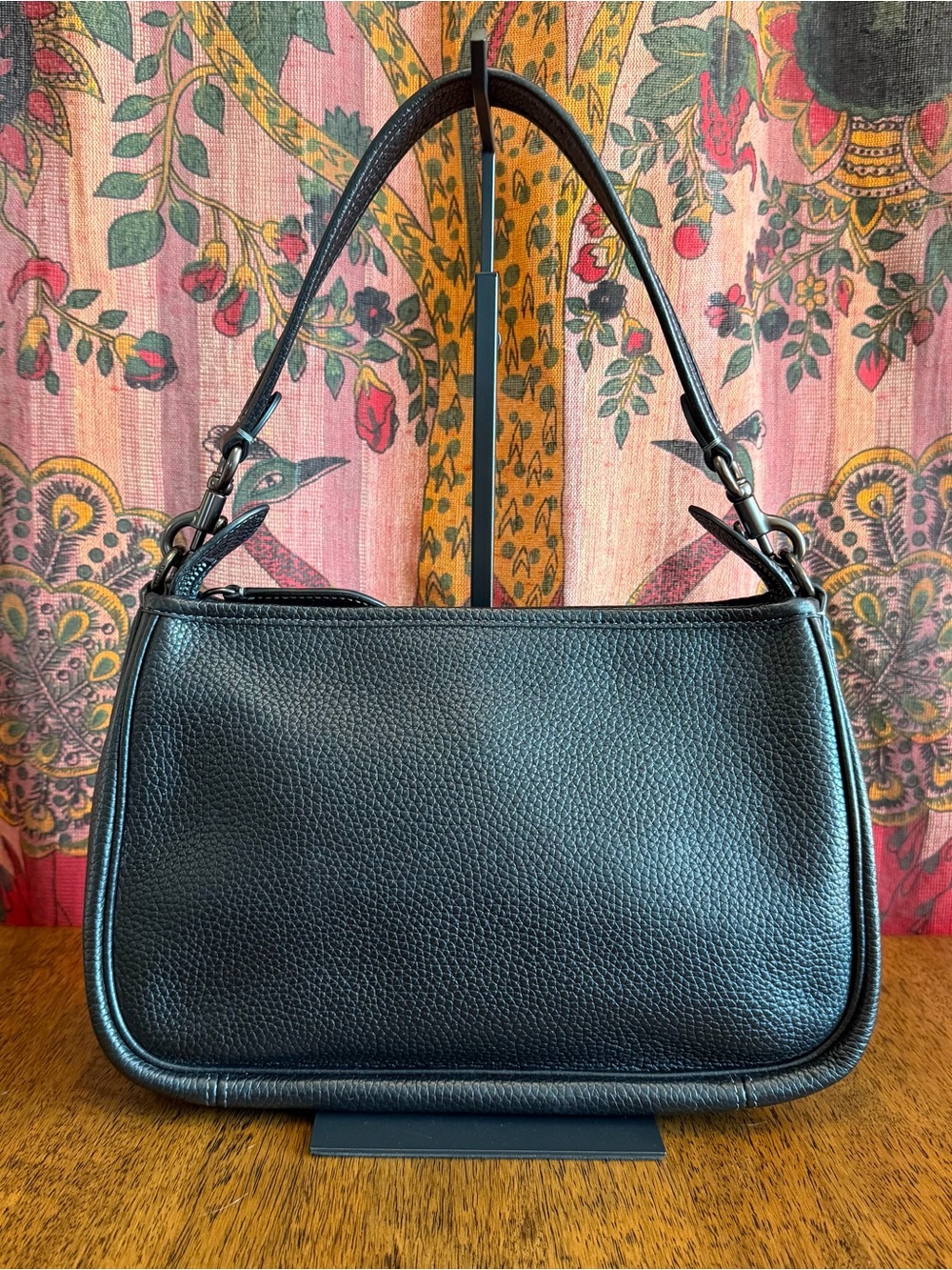 Coach Cary CC437 Black Pebbled Leather Shoulder Bag - Picture 1 of 8